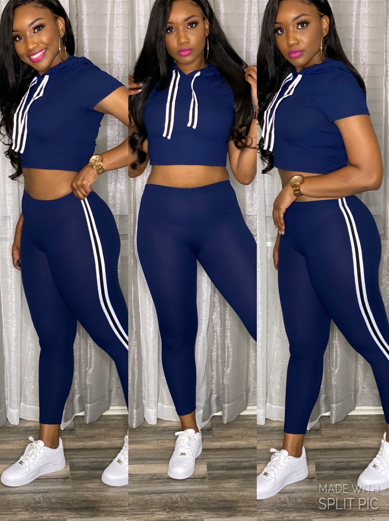 Navy Blue Flirty Hoodie Set