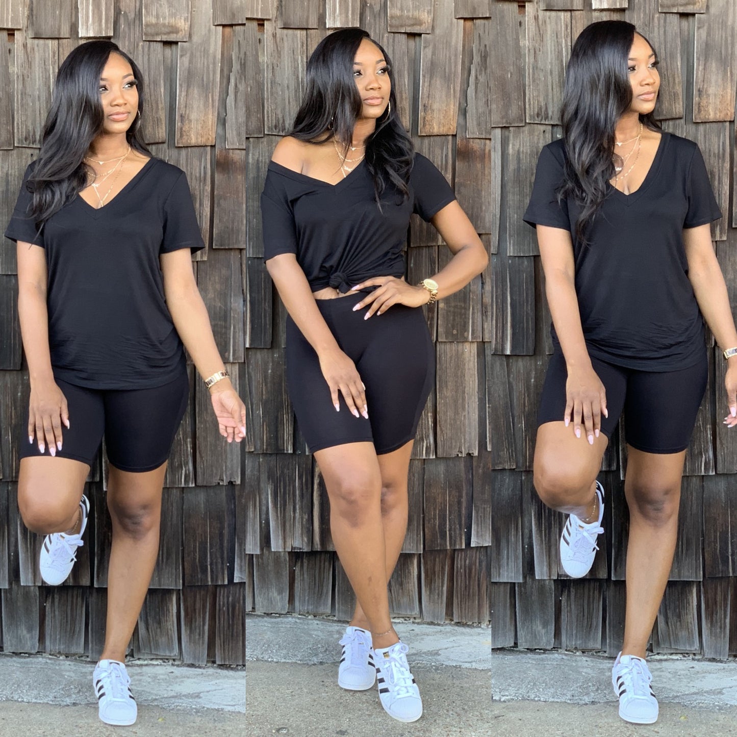 Black V neck Dessie Set