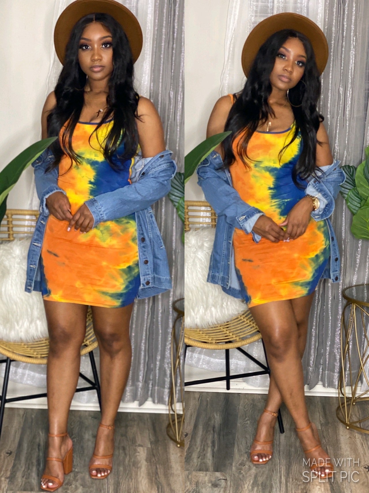 Blue Tie Dye Fitted Dress