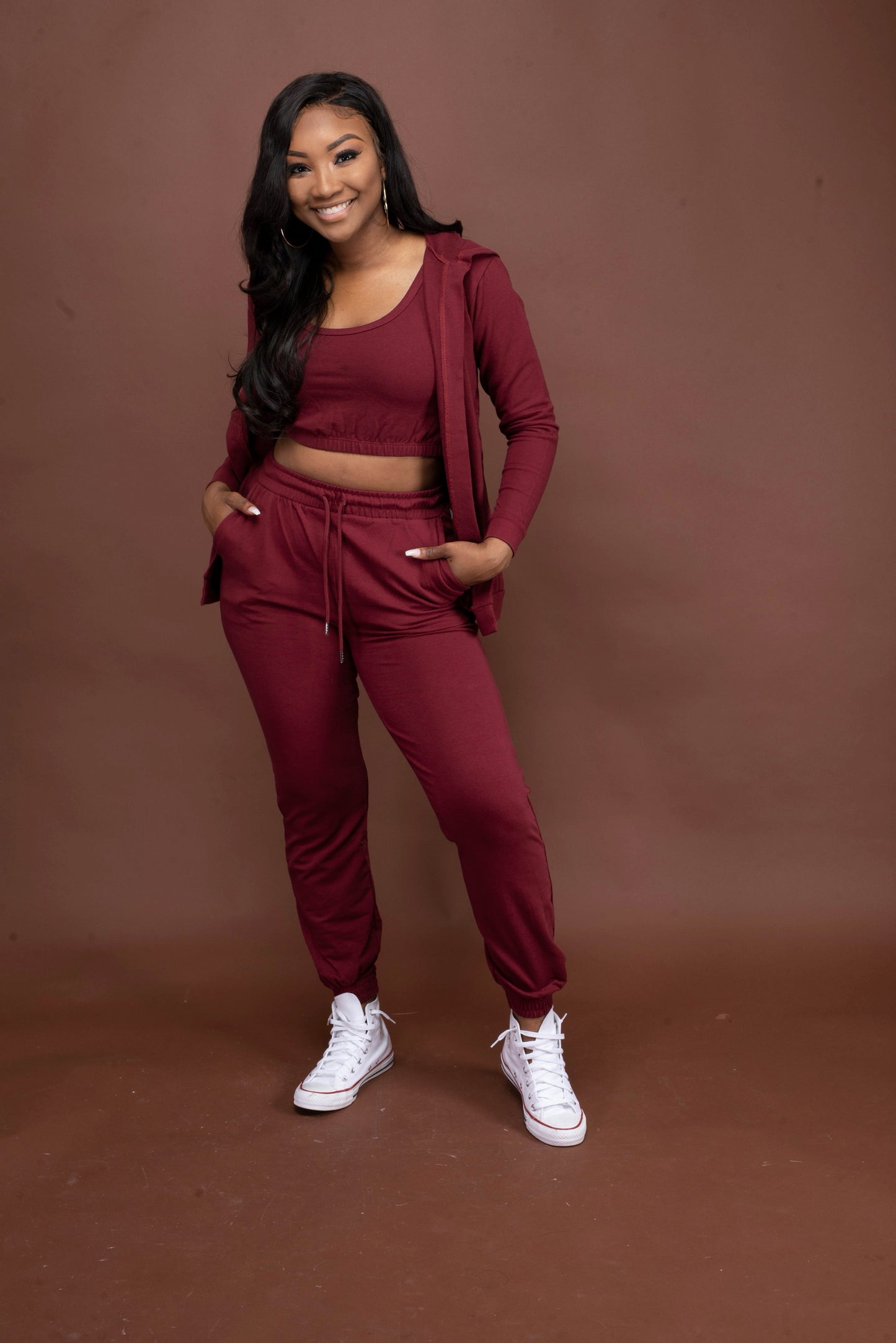 Wine 3 Piece Hoodie Set