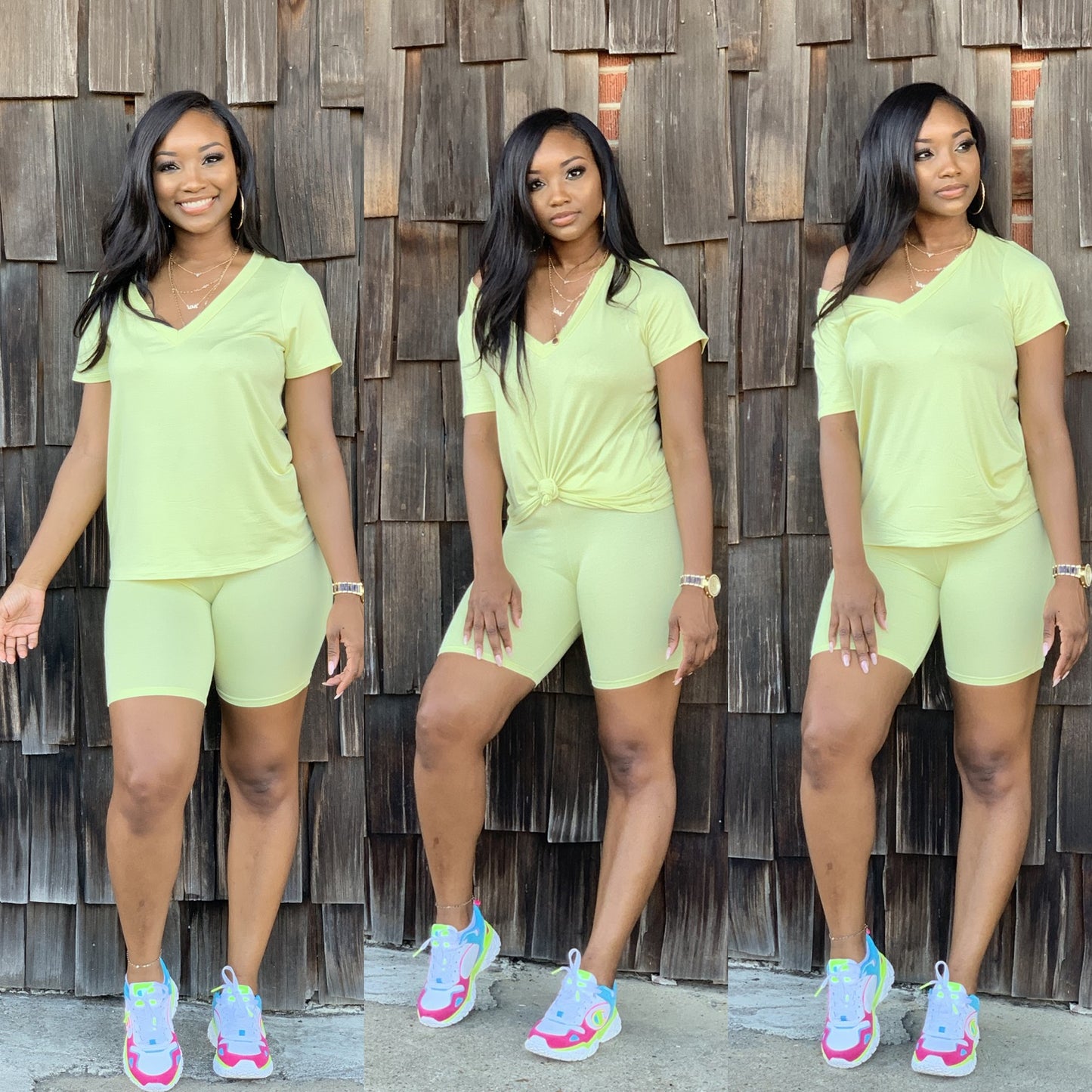 Lime V neck Dessie Set