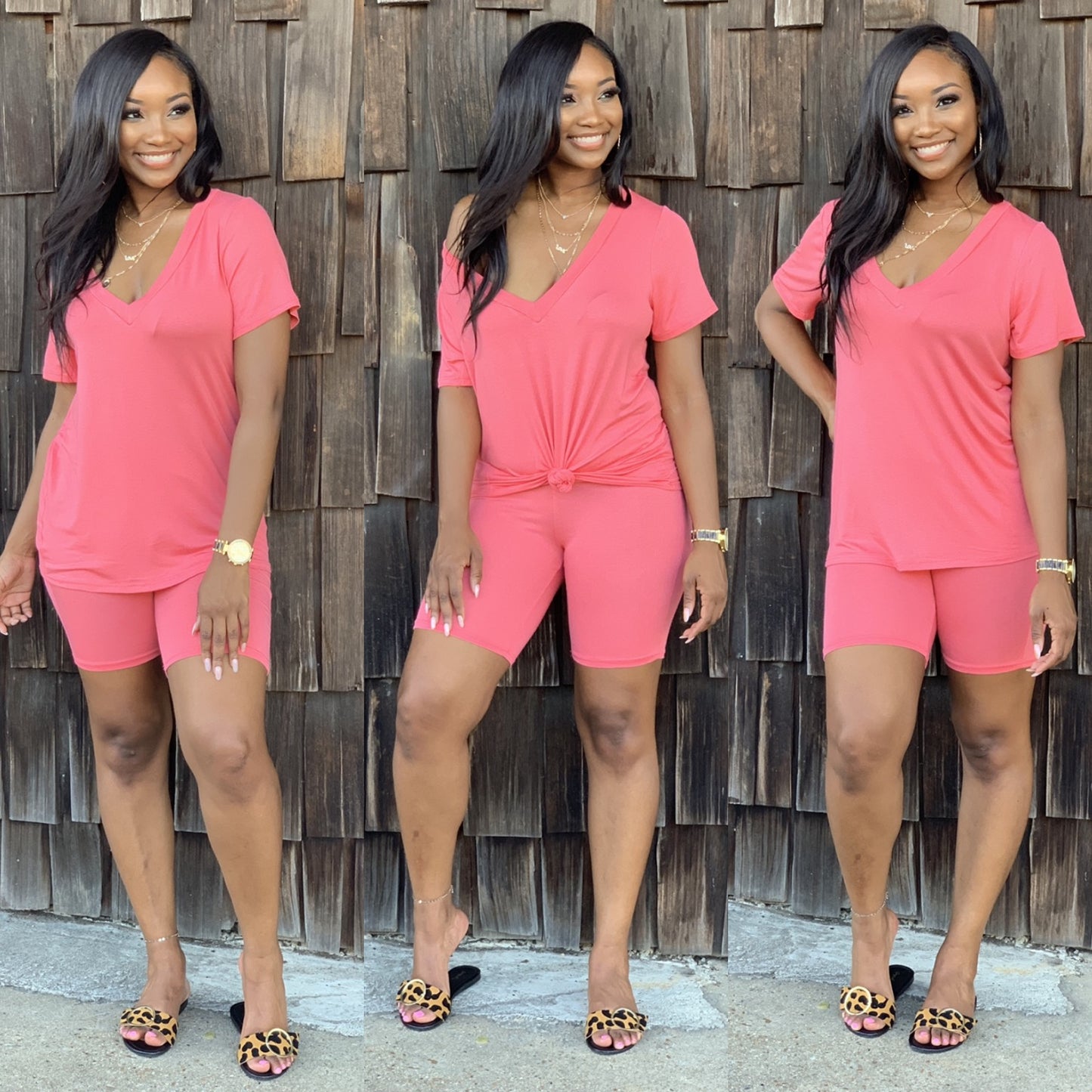 Coral Dessie V Neck Set