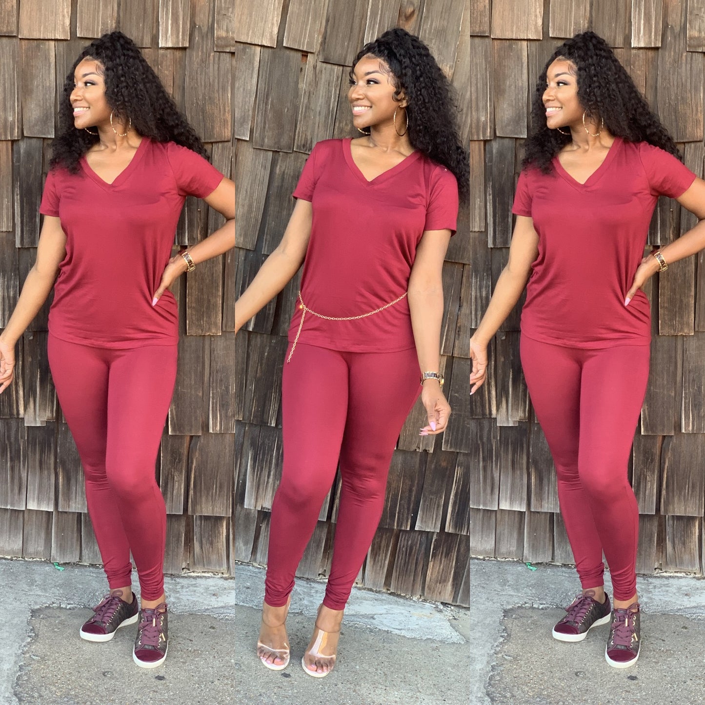 Dessie Burgundy Pant Set