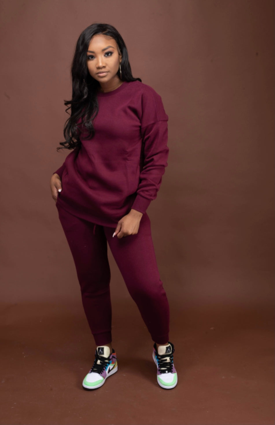 Maroon Basic Jogger Set