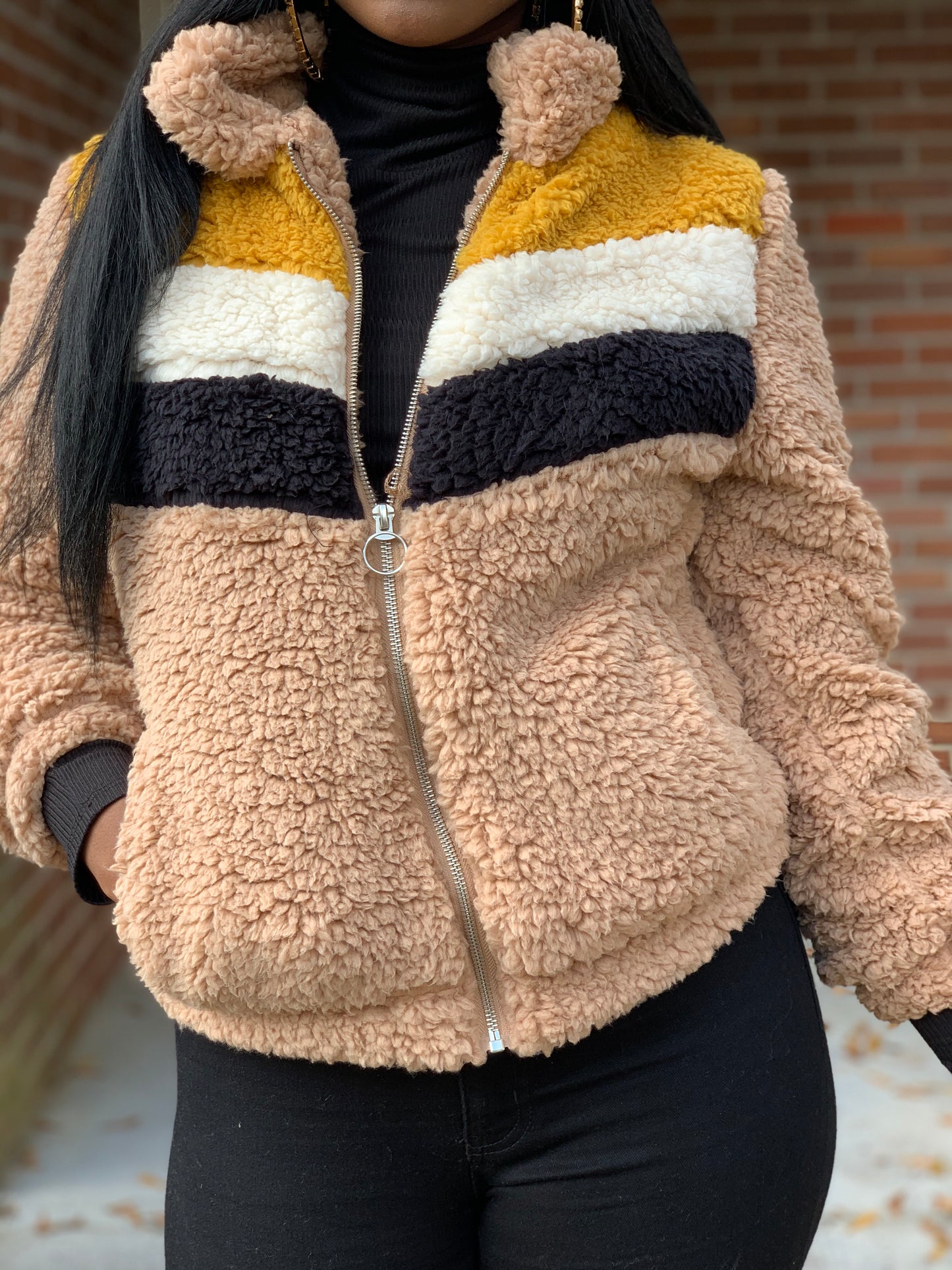 Chevron Fuzzy Jacket