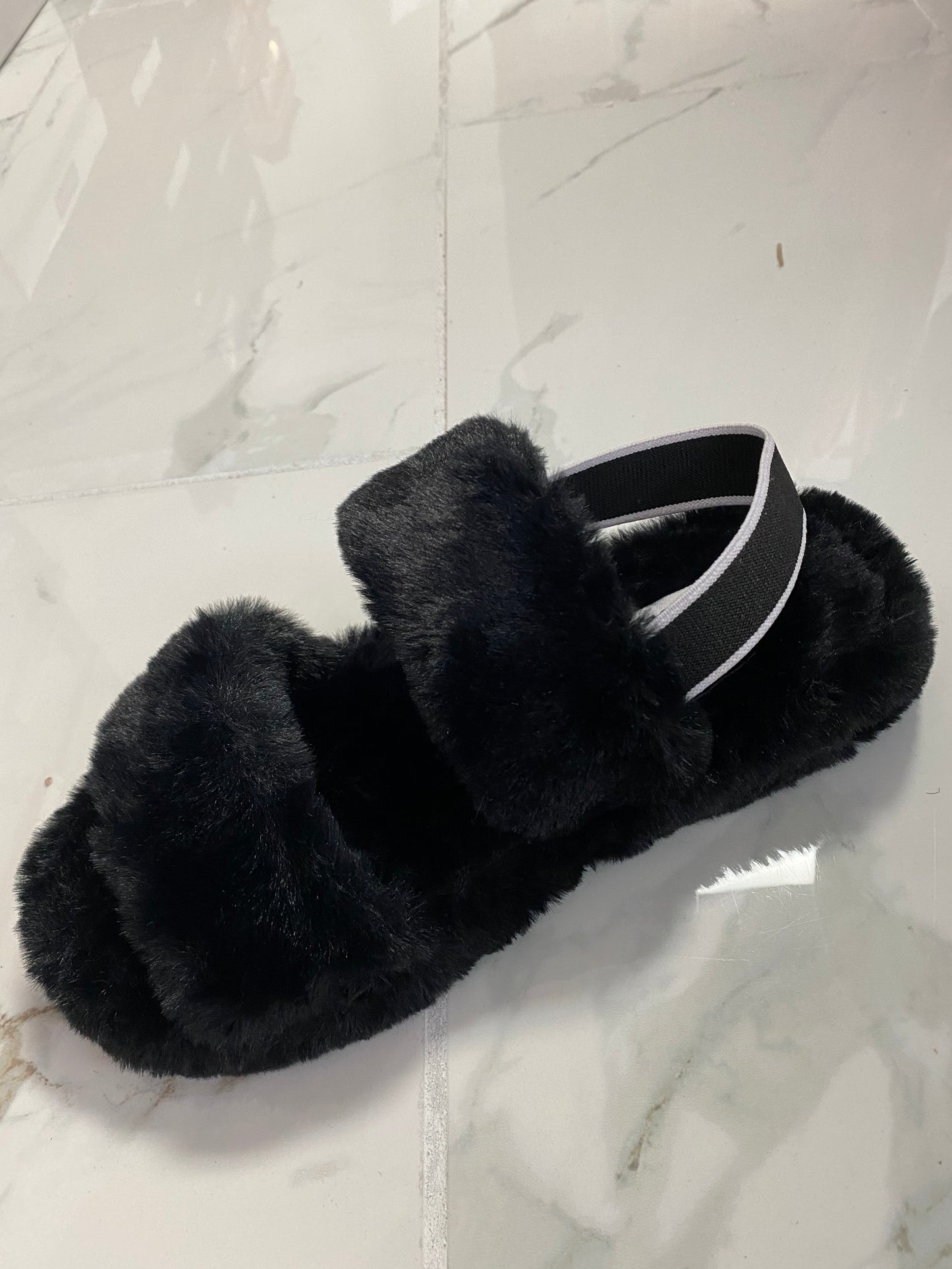 Black Fur Sandal