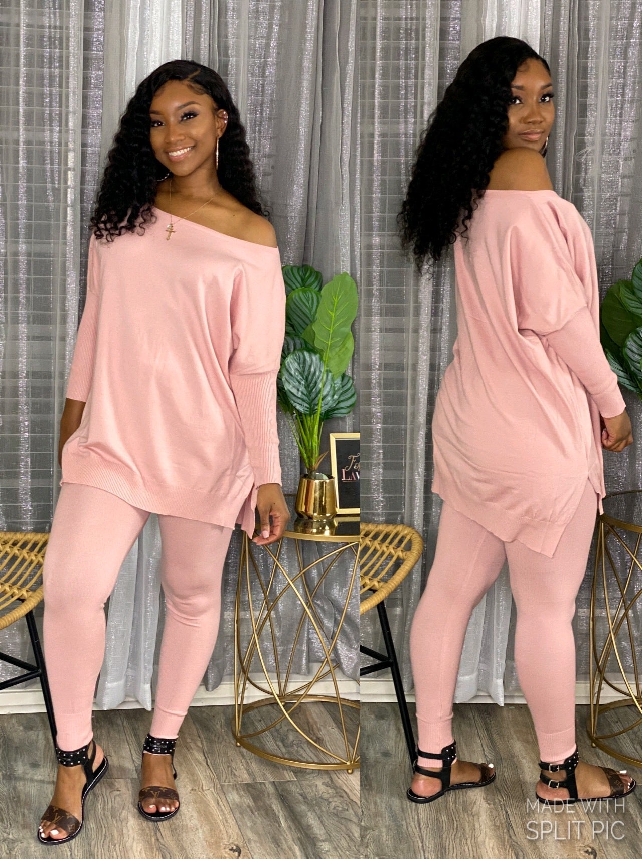 Pink Oversized Sweater Set