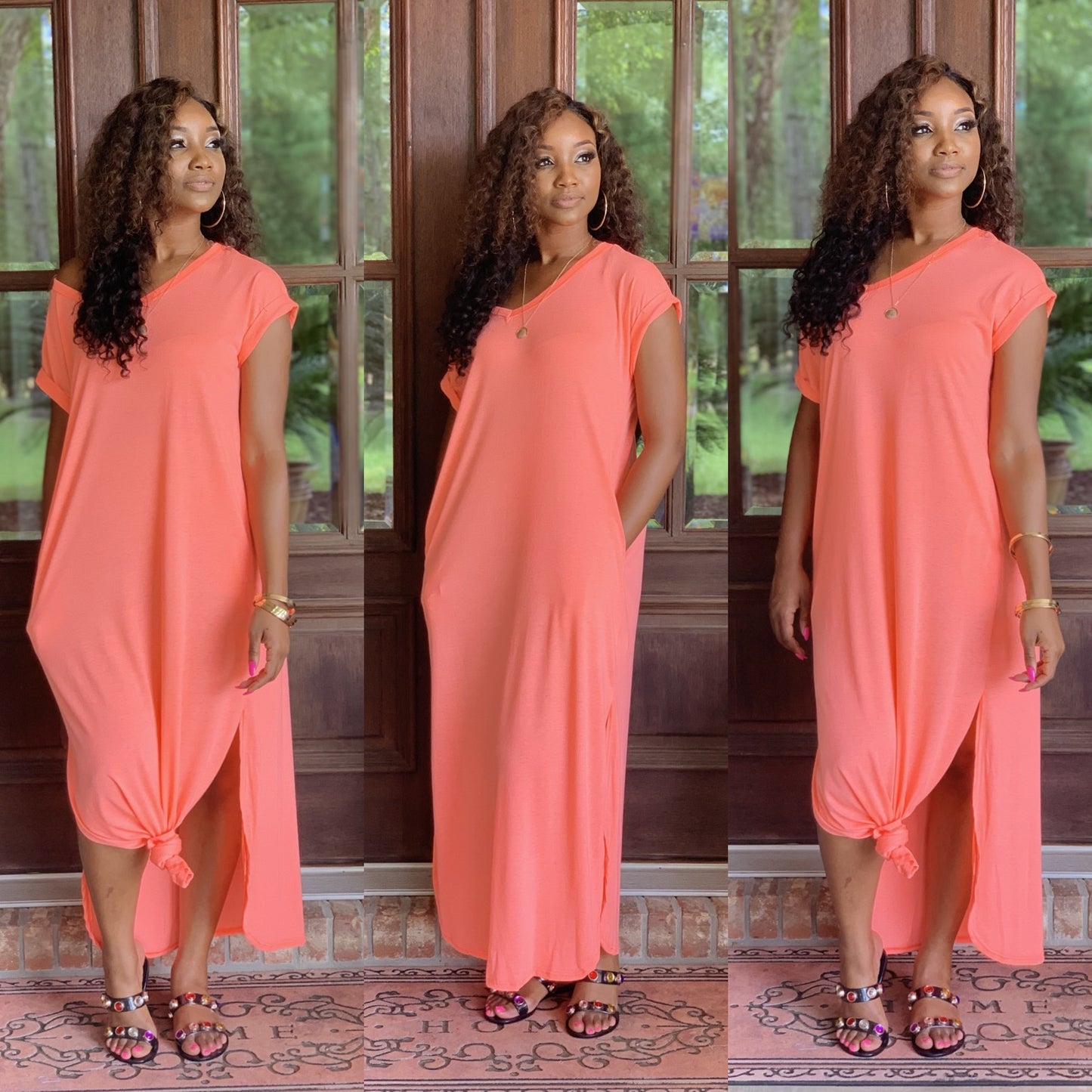 Neon Orange Maxi Dress