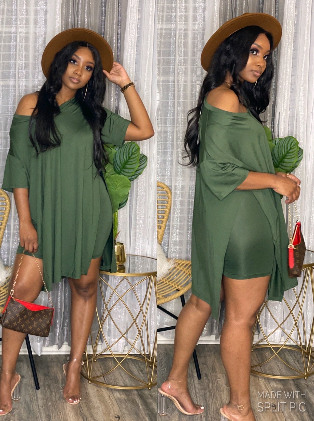 Olive Oversized Biker Set