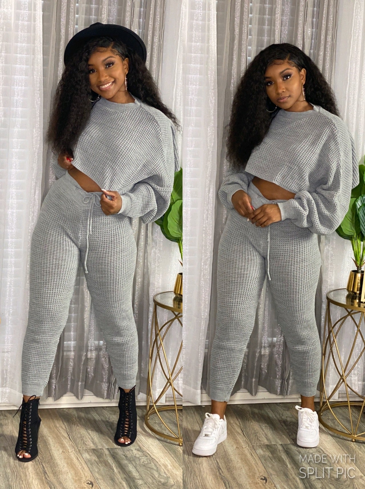 Grey Knit Sweater Set