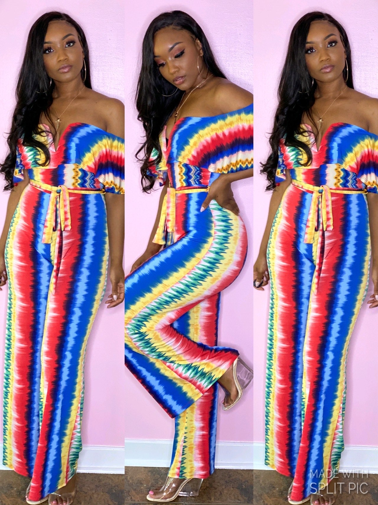 Striped Tie Dye Jumpsuit