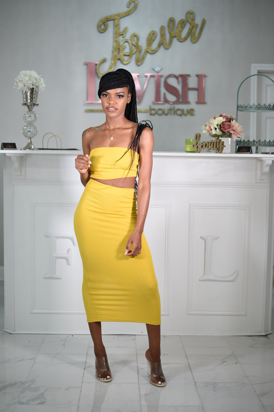 2 Piece Mustard Skirt Set