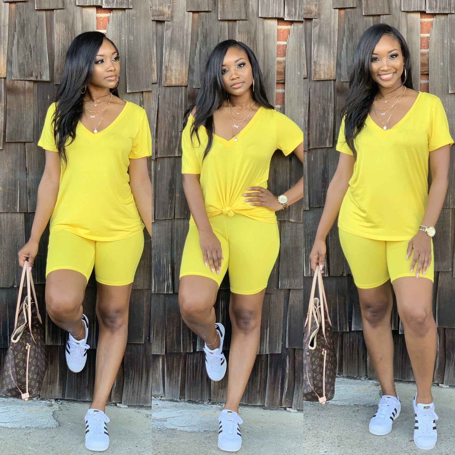 Yellow Dessie V neck Set