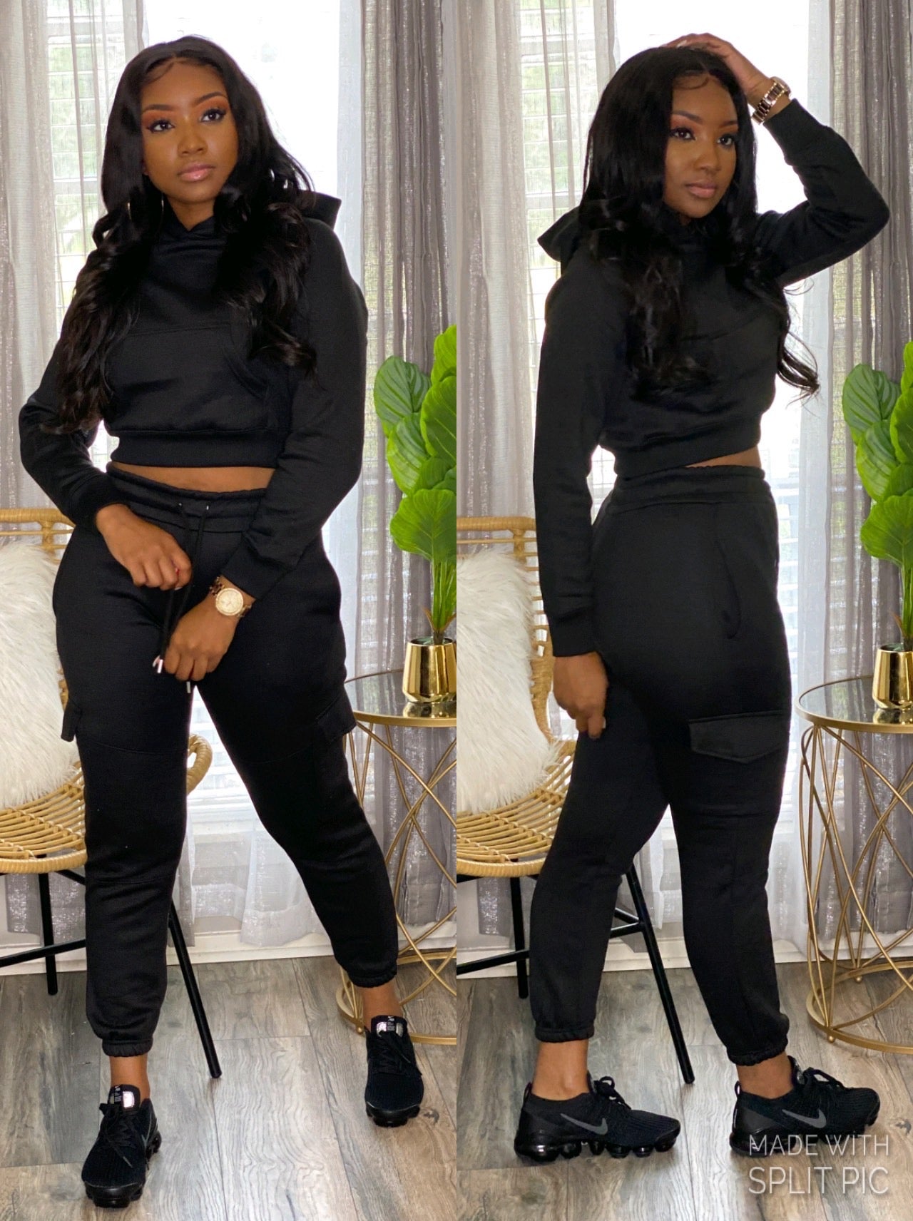 Black Hoodie Jogger Set