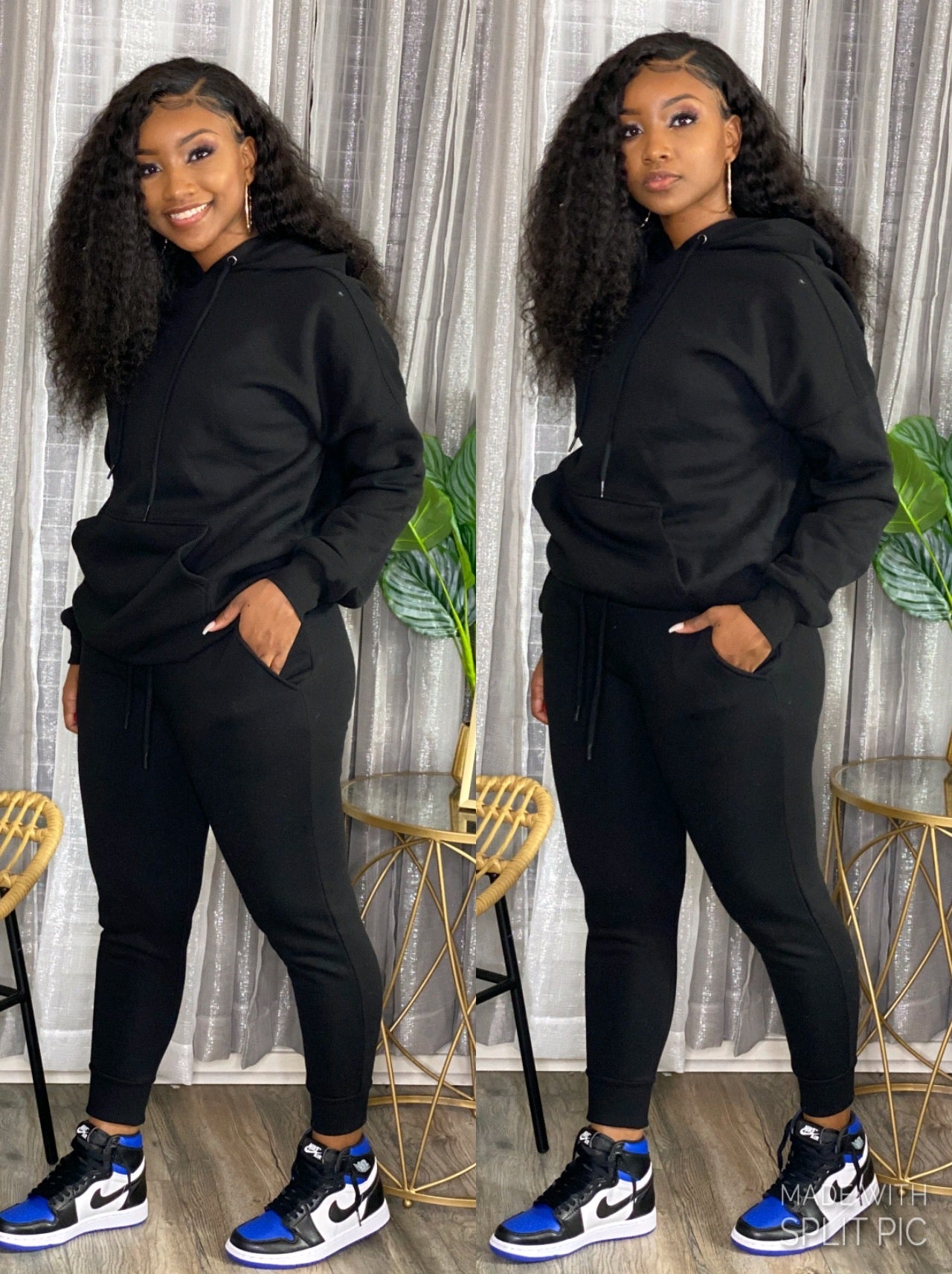 Black Pull Over Jogger Set