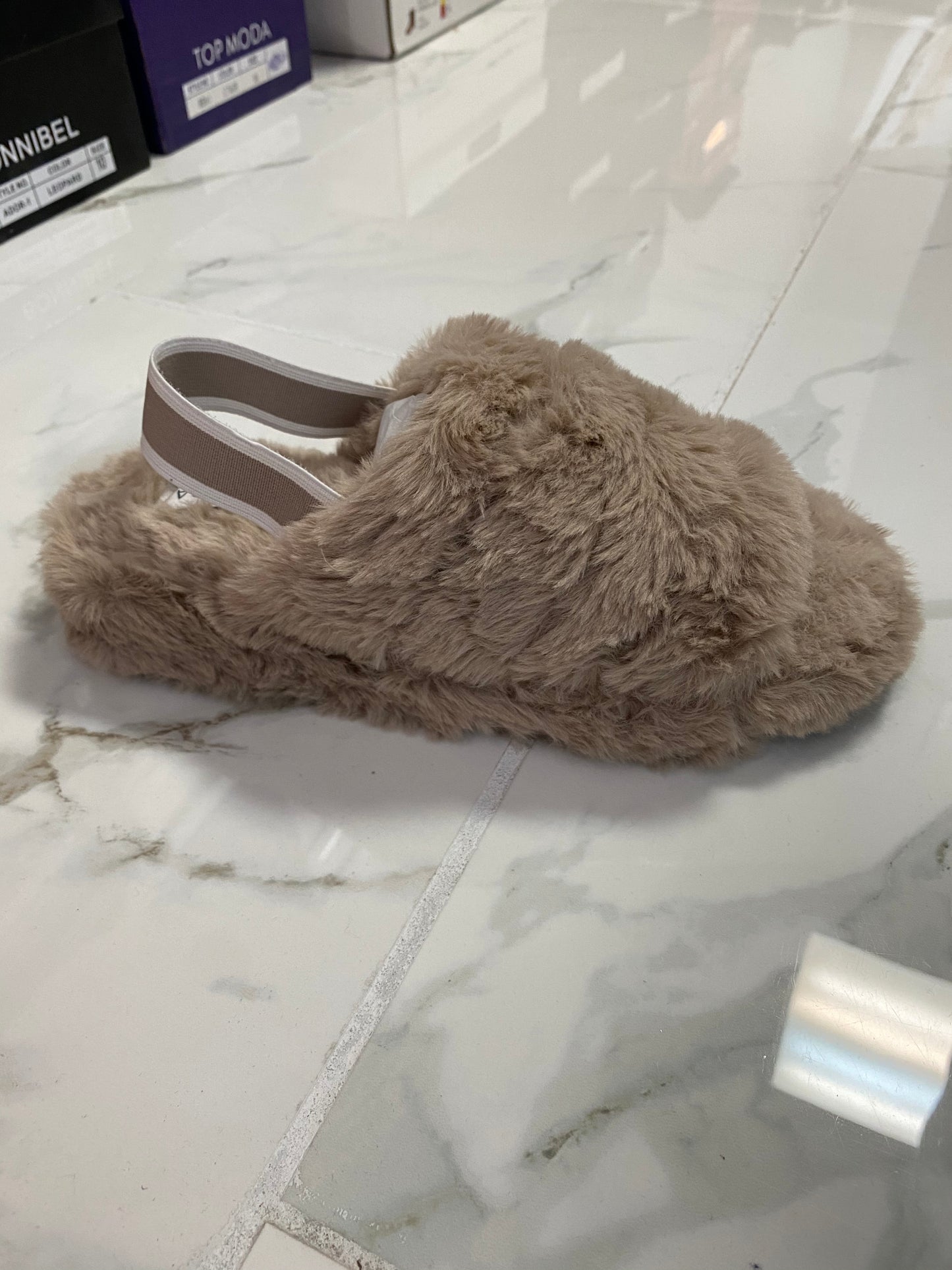 Taupe Fur Sandals