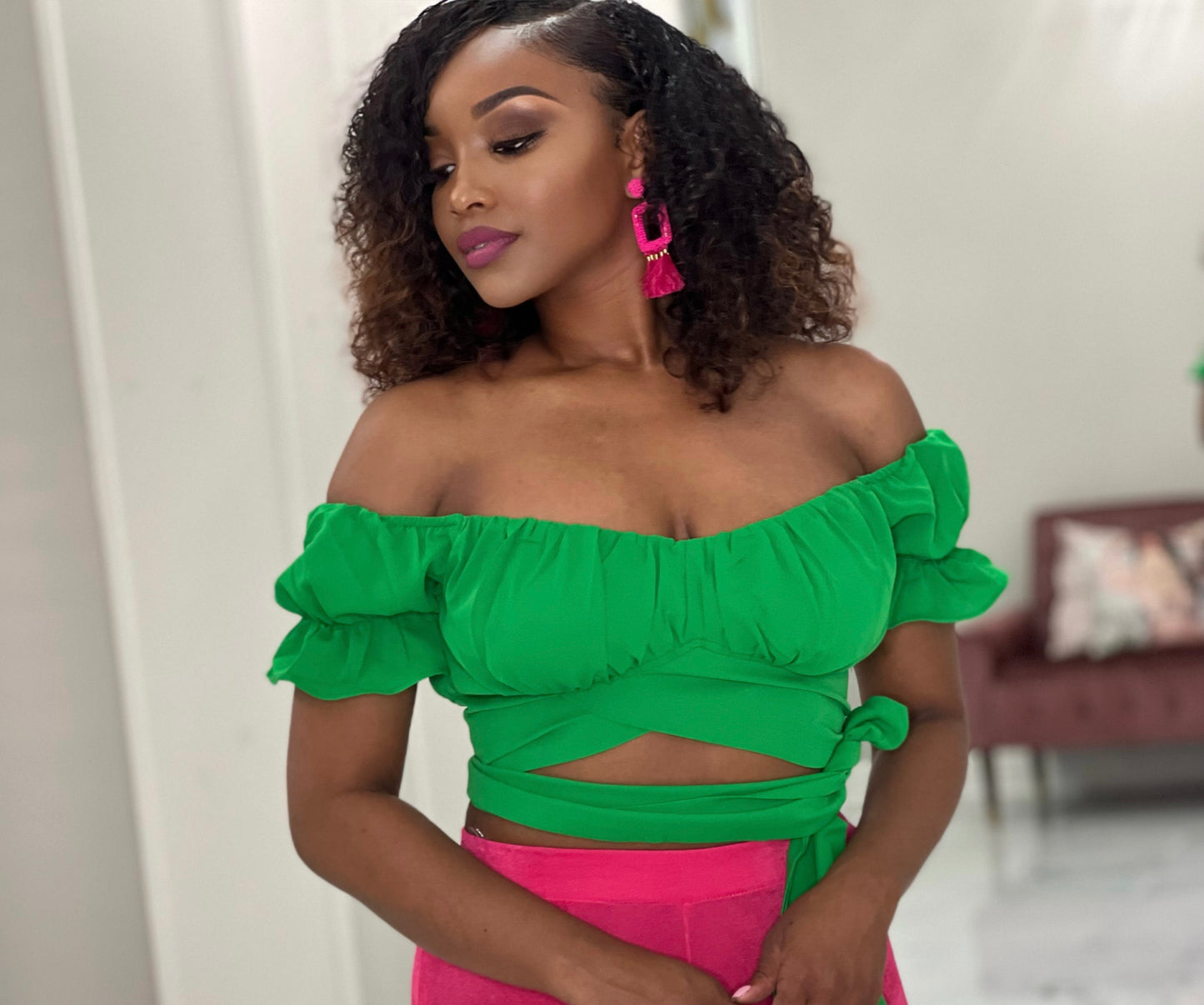 Kelly Green Dainty Crop Top