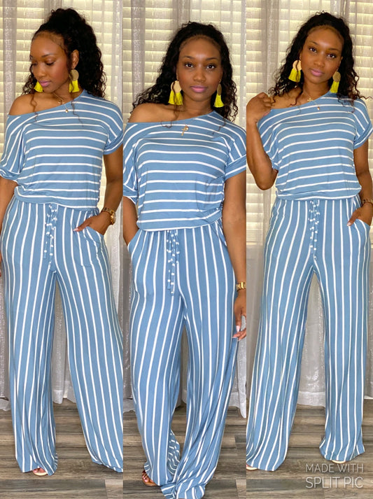 Light Blue Striped Comfy Jumper